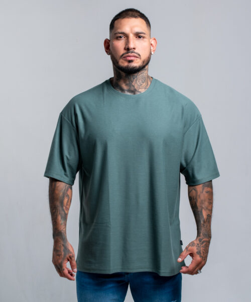 Camiseta Oversize Unicolor Verde Jade