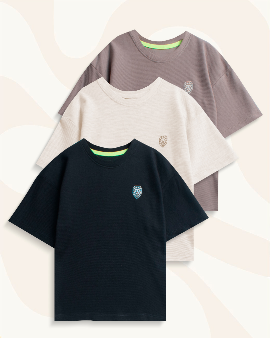 Combo 3 Camisetas Oversize Texturizadas Niño